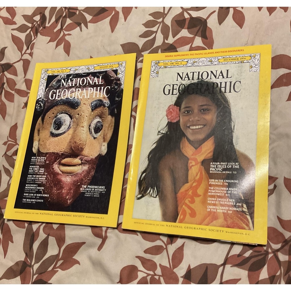 Vintage National Geographic Magazine Lot August & December 1974 Vol 146